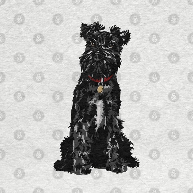 Dennis the Black Miniature Schnauzer Dog Sitting by NattyDesigns